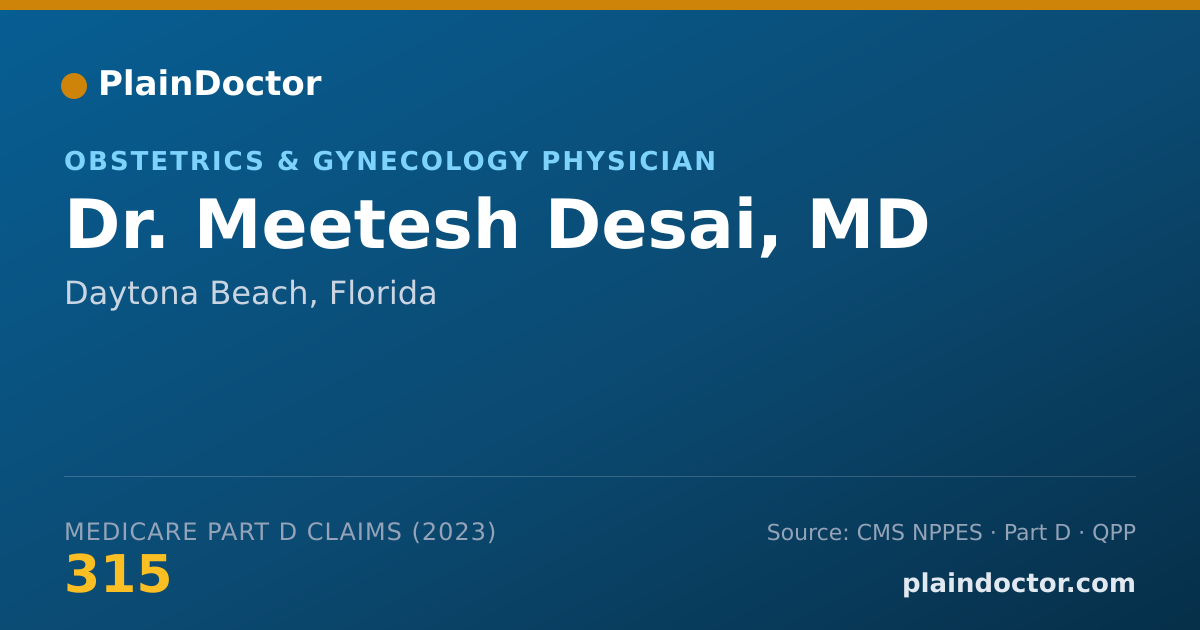 Shareable card for Meetesh Desai, MD - Obstetrics & Gynecology Physician, Daytona Beach, FL