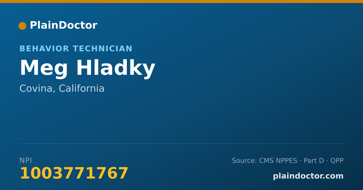Shareable card for Meg Hladky - Behavior Technician, Covina, CA