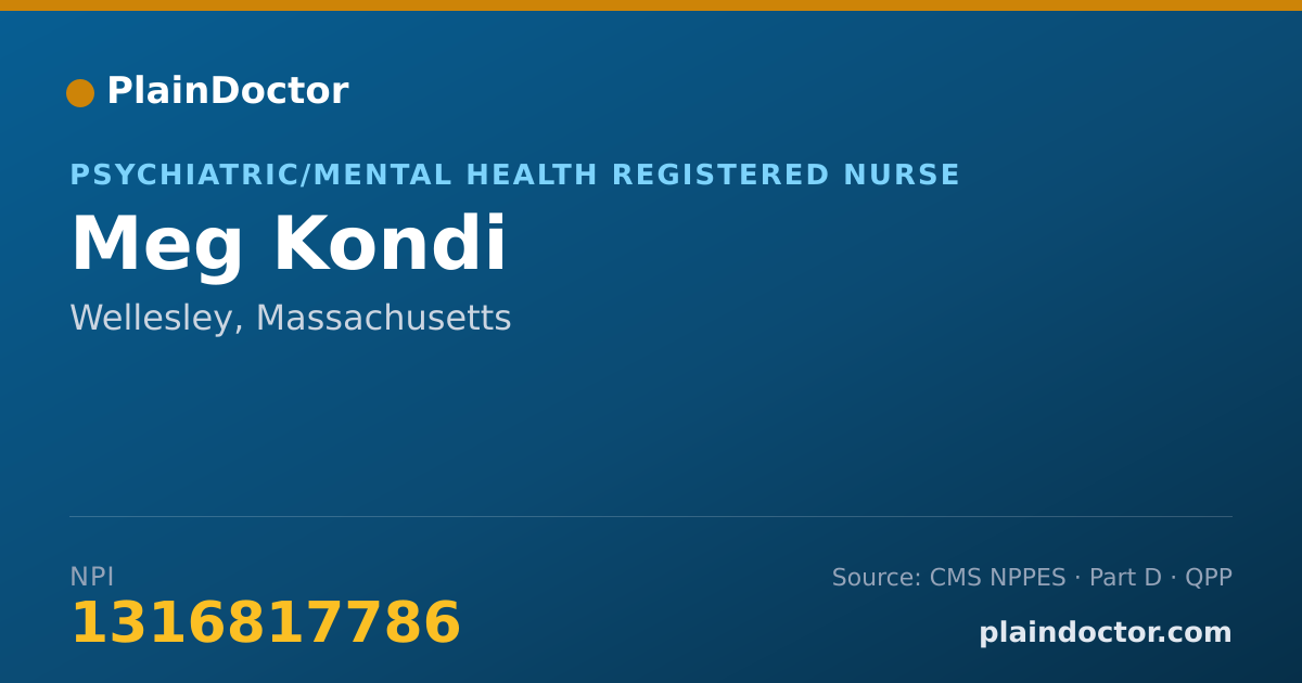Shareable card for Meg Kondi - Psychiatric/Mental Health Registered Nurse, Wellesley, MA