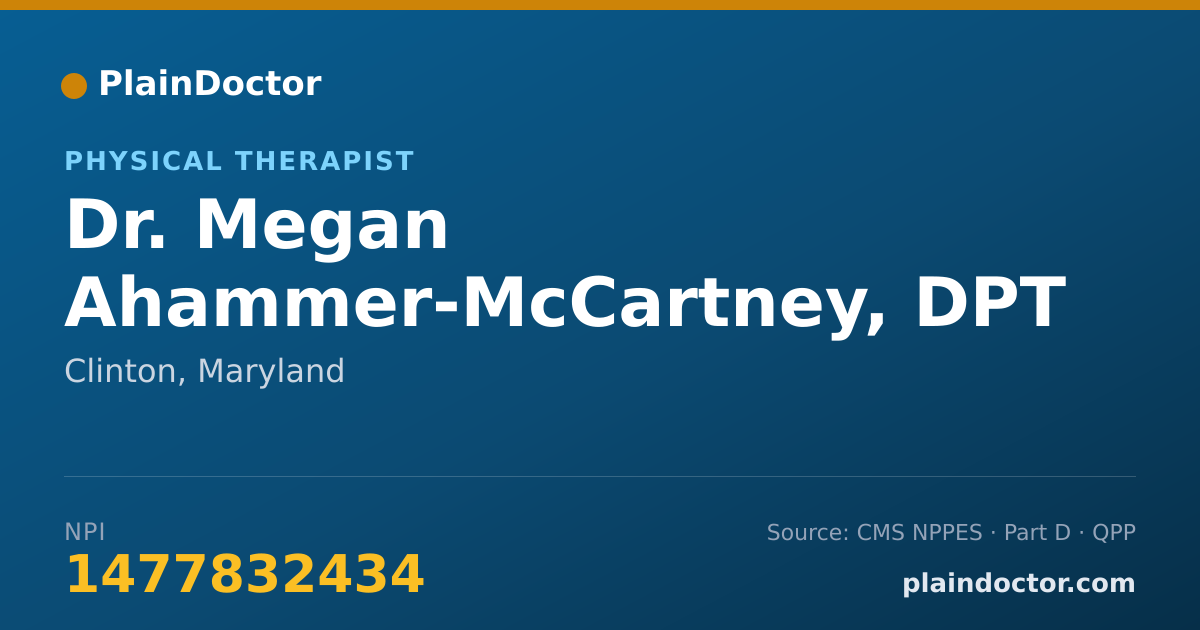 Shareable card for Megan Ahammer-McCartney, DPT - Physical Therapist, Clinton, MD