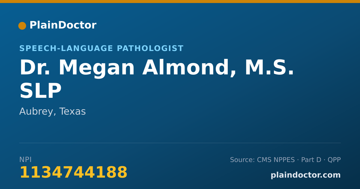 Shareable card for Megan Almond, M.S. SLP - Speech-Language Pathologist, Aubrey, TX