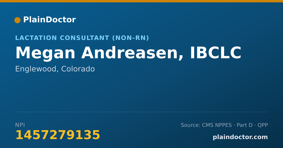 Shareable card for Megan Andreasen, IBCLC - Lactation Consultant (Non-RN), Englewood, CO