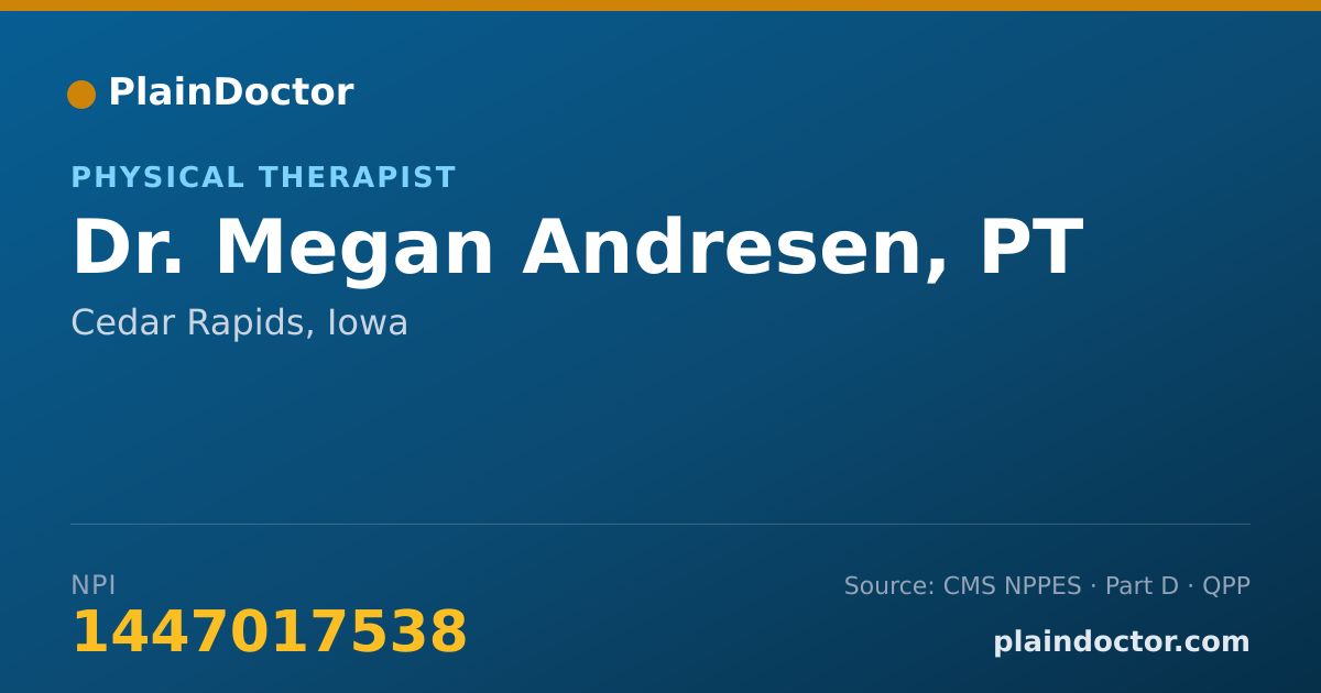 Shareable card for Megan Andresen, PT - Physical Therapist, Cedar Rapids, IA