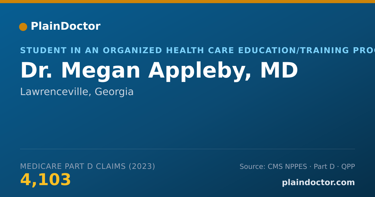 Shareable card for Megan Appleby, MD - Student in an Organized Health Care Education/Training Program, Lawrenceville, GA