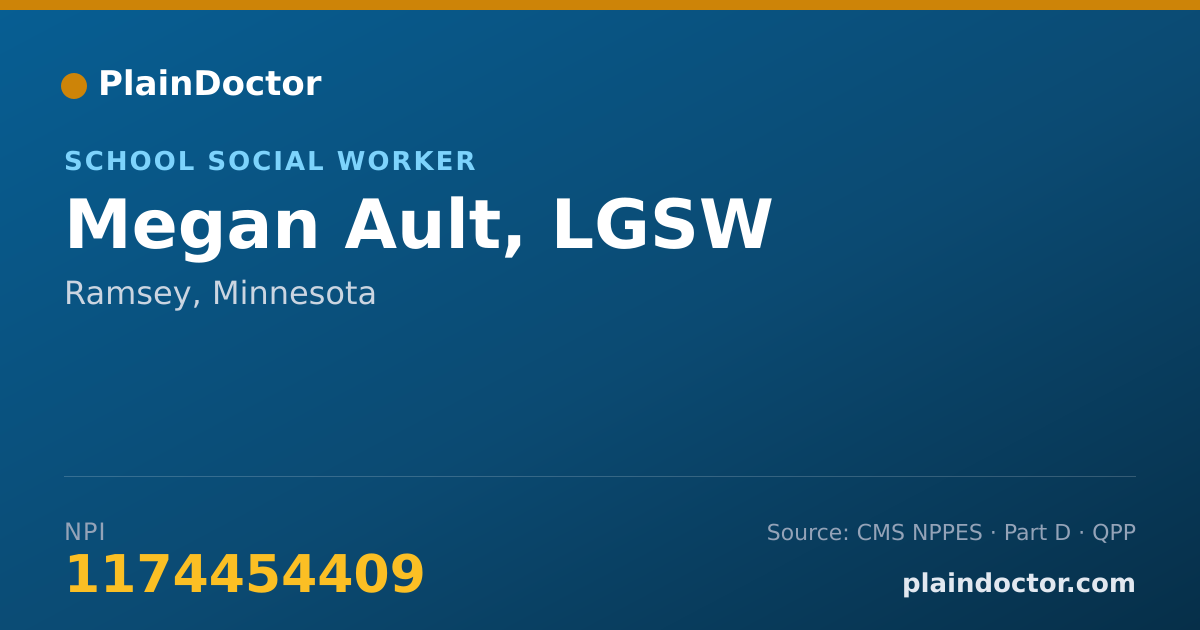 Shareable card for Megan Ault, LGSW - School Social Worker, Ramsey, MN