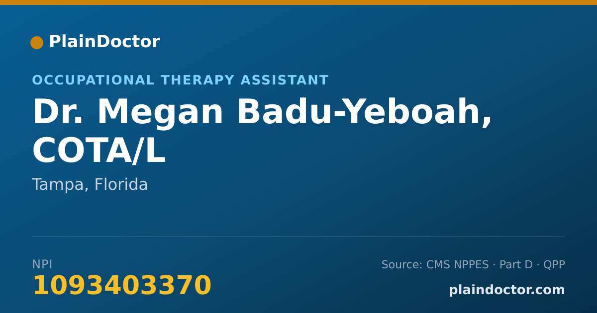 Shareable card for Megan Badu-Yeboah, COTA/L - Occupational Therapy Assistant, Tampa, FL
