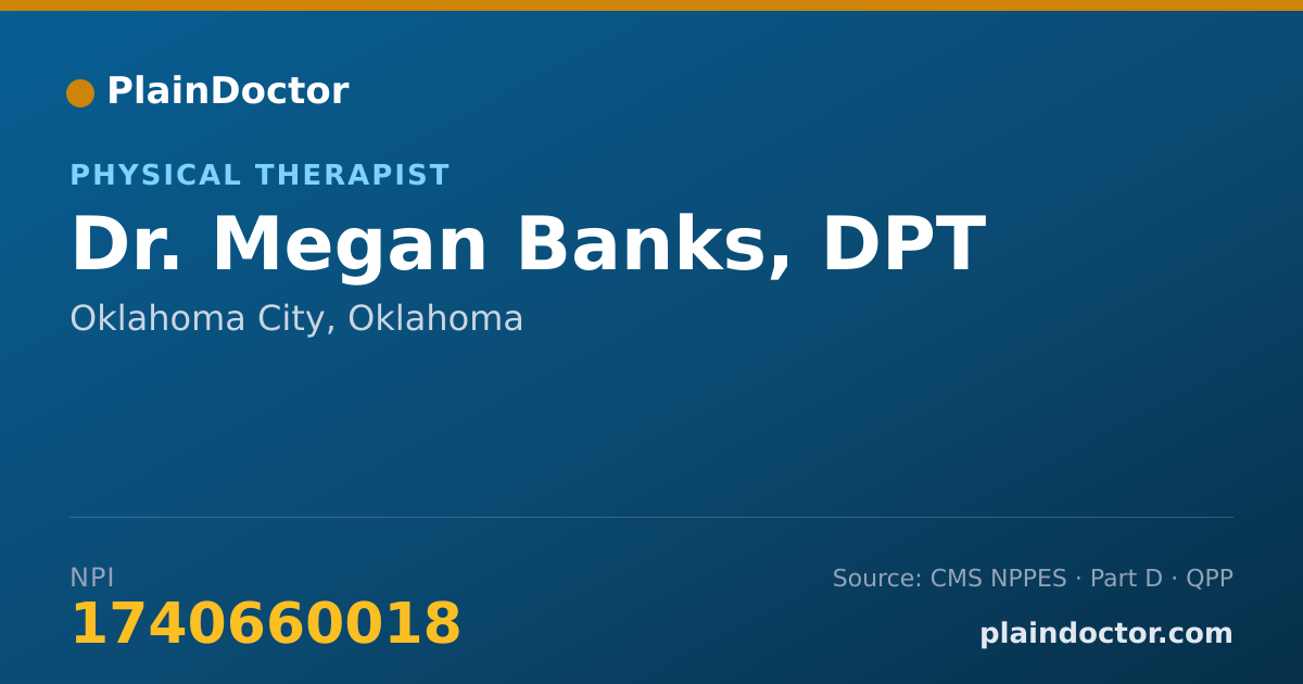 Shareable card for Megan Banks, DPT - Physical Therapist, Oklahoma City, OK