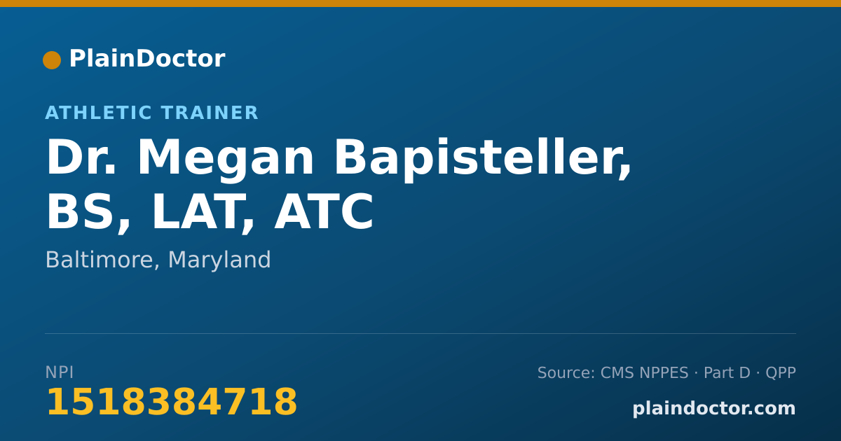 Shareable card for Megan Bapisteller, BS, LAT, ATC - Athletic Trainer, Baltimore, MD
