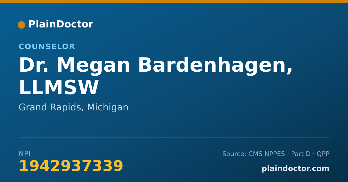 Shareable card for Megan Bardenhagen, LLMSW - Counselor, Grand Rapids, MI