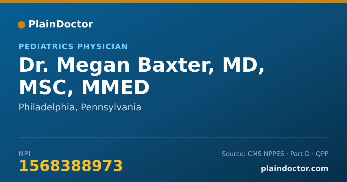 Shareable card for Megan Baxter, MD, MSC, MMED - Pediatrics Physician, Philadelphia, PA