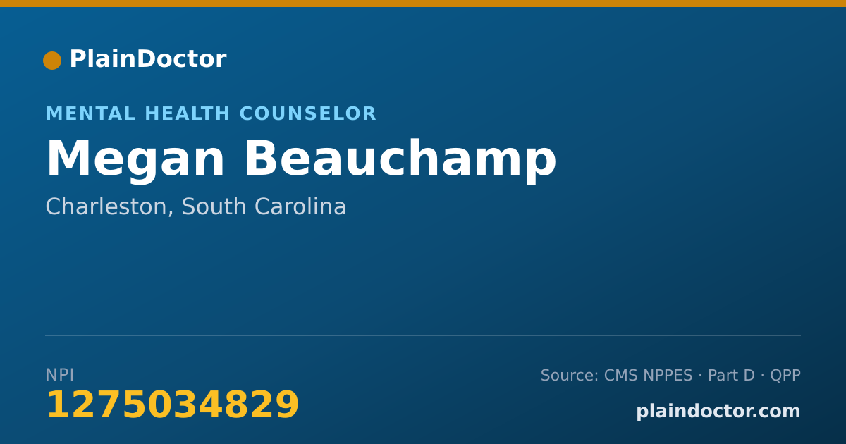 Shareable card for Megan Beauchamp - Mental Health Counselor, Charleston, SC