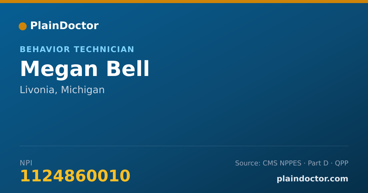 Shareable card for Megan Bell - Behavior Technician, Livonia, MI