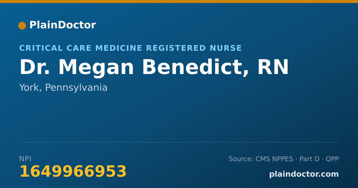 Shareable card for Megan Benedict, RN - Critical Care Medicine Registered Nurse, York, PA