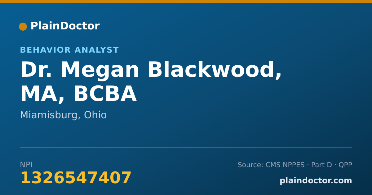 Shareable card for Megan Blackwood, MA, BCBA - Behavior Analyst, Miamisburg, OH
