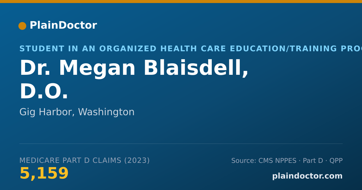 Shareable card for Megan Blaisdell, D.O. - Student in an Organized Health Care Education/Training Program, Gig Harbor, WA