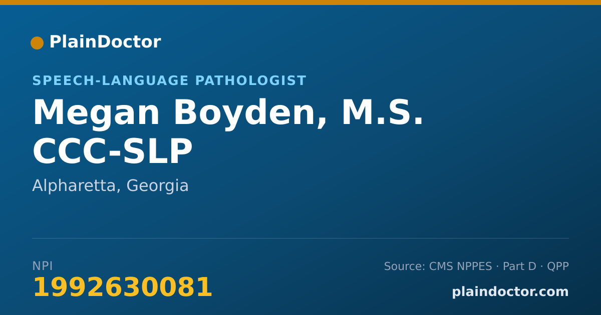 Shareable card for Megan Boyden, M.S. CCC-SLP - Speech-Language Pathologist, Alpharetta, GA