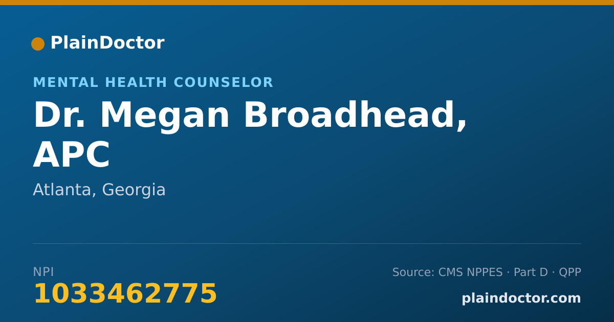 Shareable card for Megan Broadhead, APC - Mental Health Counselor, Atlanta, GA
