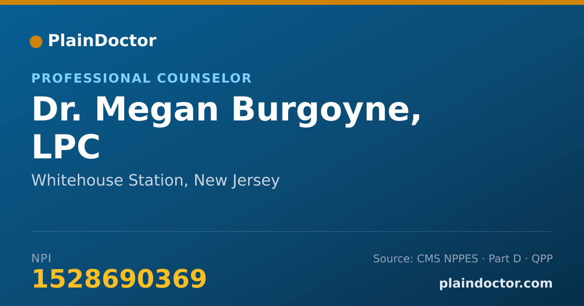 Shareable card for Megan Burgoyne, LPC - Professional Counselor, Whitehouse Station, NJ