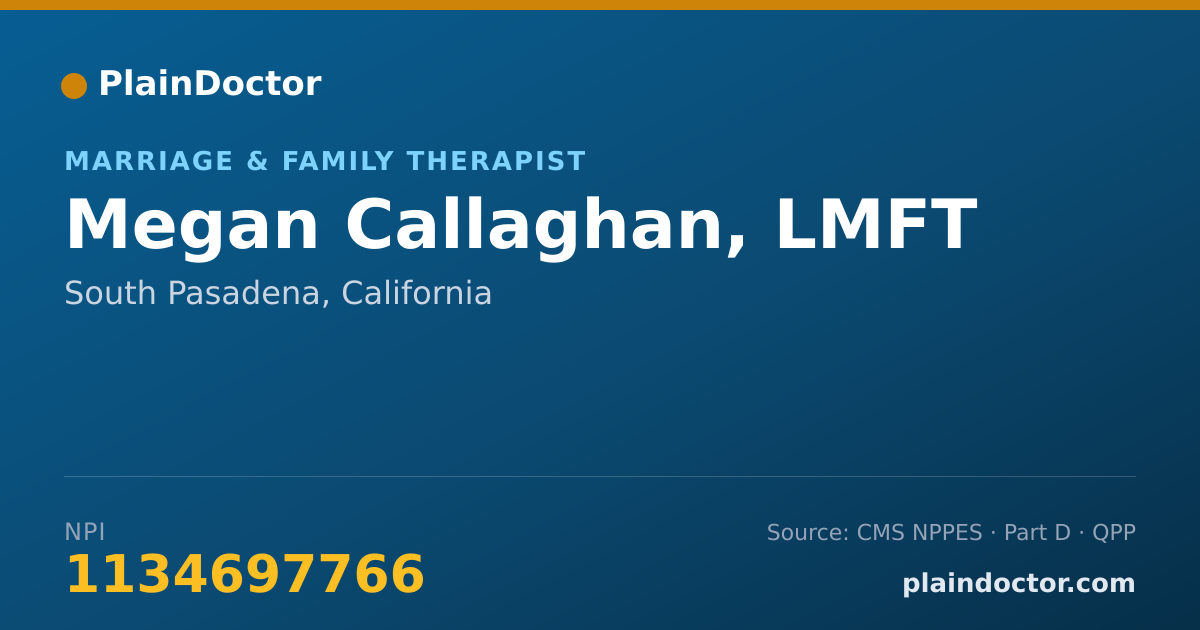 Shareable card for Megan Callaghan, LMFT - Marriage & Family Therapist, South Pasadena, CA