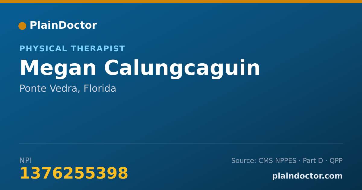 Shareable card for Megan Calungcaguin - Physical Therapist, Ponte Vedra, FL