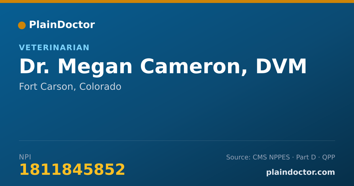 Shareable card for Megan Cameron, DVM - Veterinarian, Fort Carson, CO