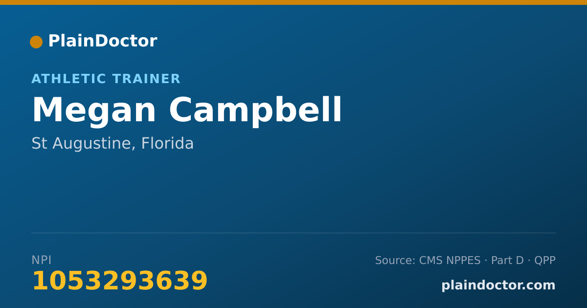 Shareable card for Megan Campbell - Athletic Trainer, St Augustine, FL
