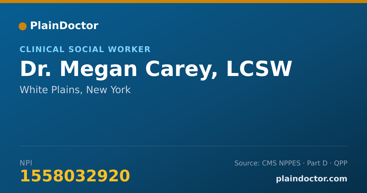 Shareable card for Megan Carey, LCSW - Clinical Social Worker, White Plains, NY