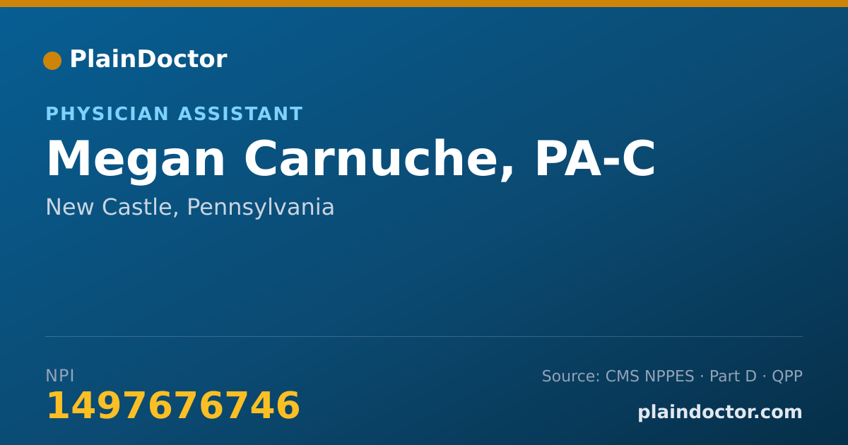 Shareable card for Megan Carnuche, PA-C - Physician Assistant, New Castle, PA