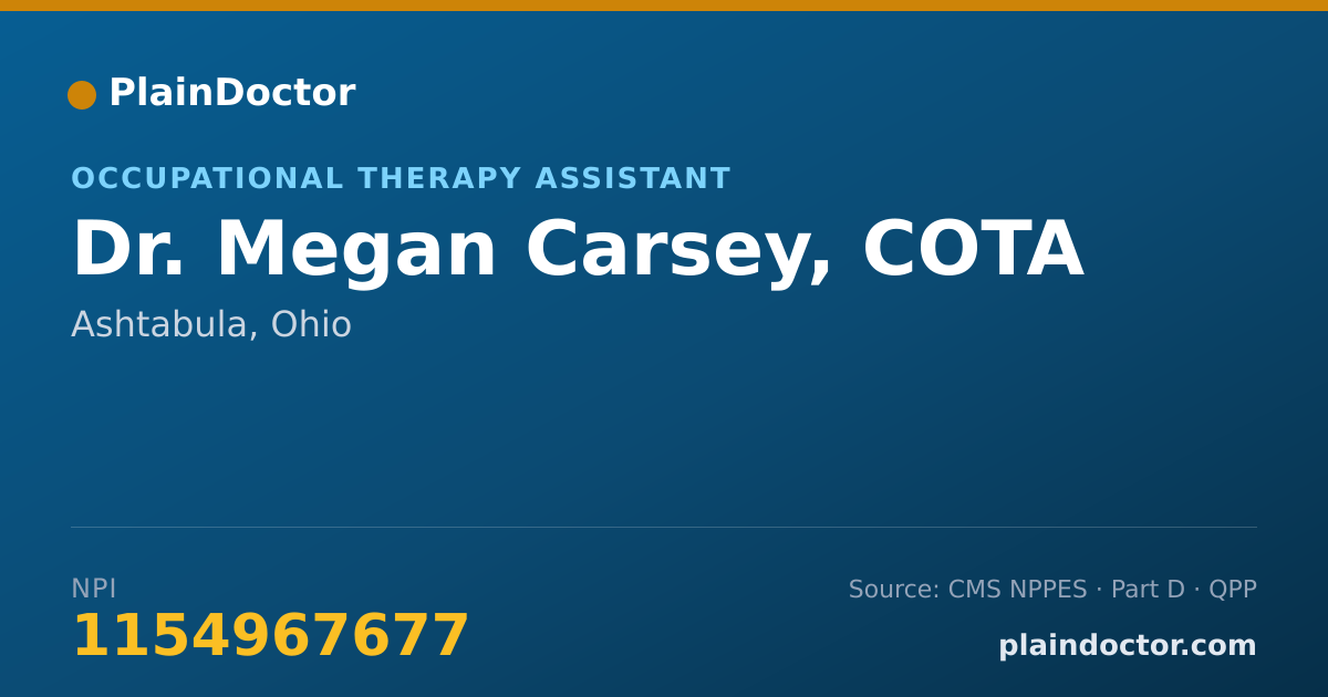 Shareable card for Megan Carsey, COTA - Occupational Therapy Assistant, Ashtabula, OH