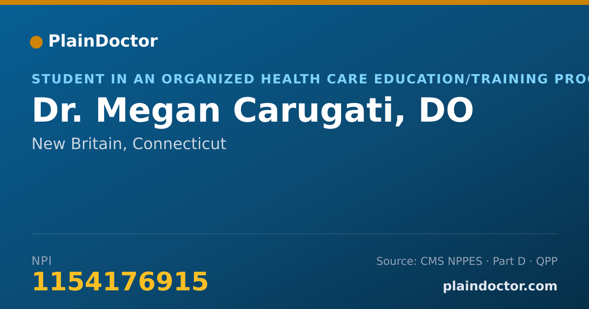 Shareable card for Megan Carugati, DO - Student in an Organized Health Care Education/Training Program, New Britain, CT