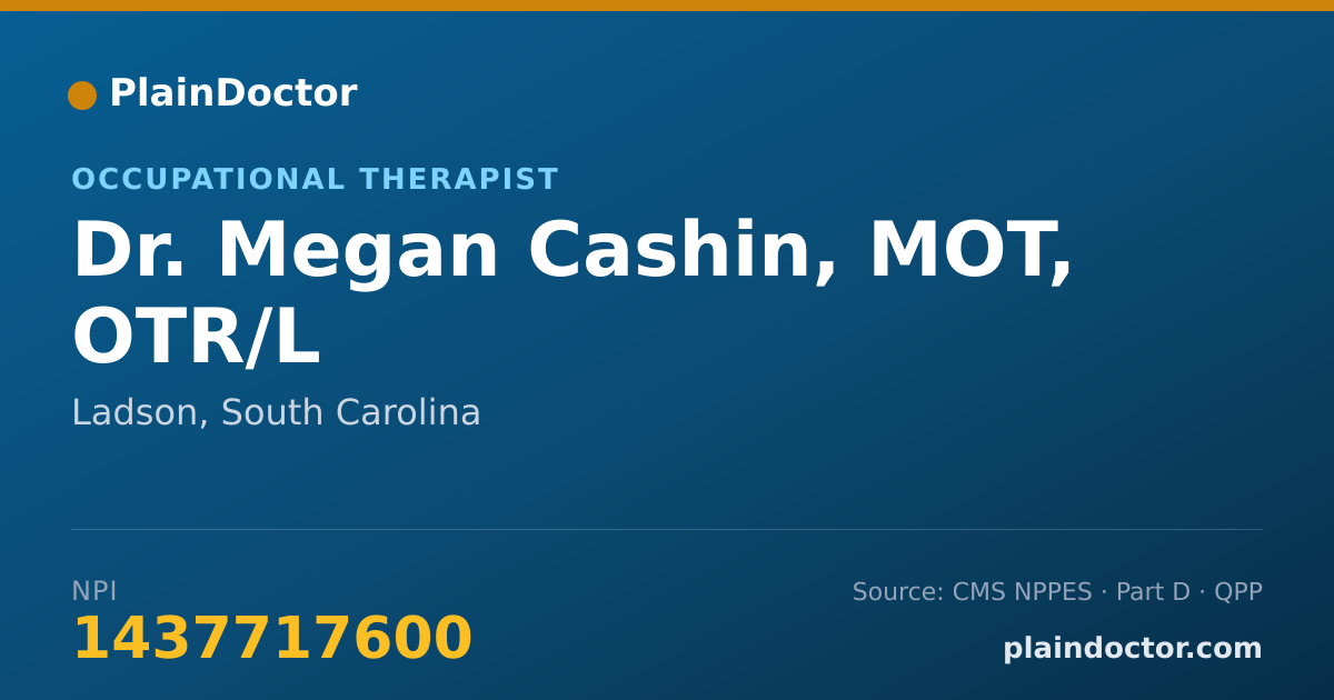 Shareable card for Megan Cashin, MOT, OTR/L - Occupational Therapist, Ladson, SC