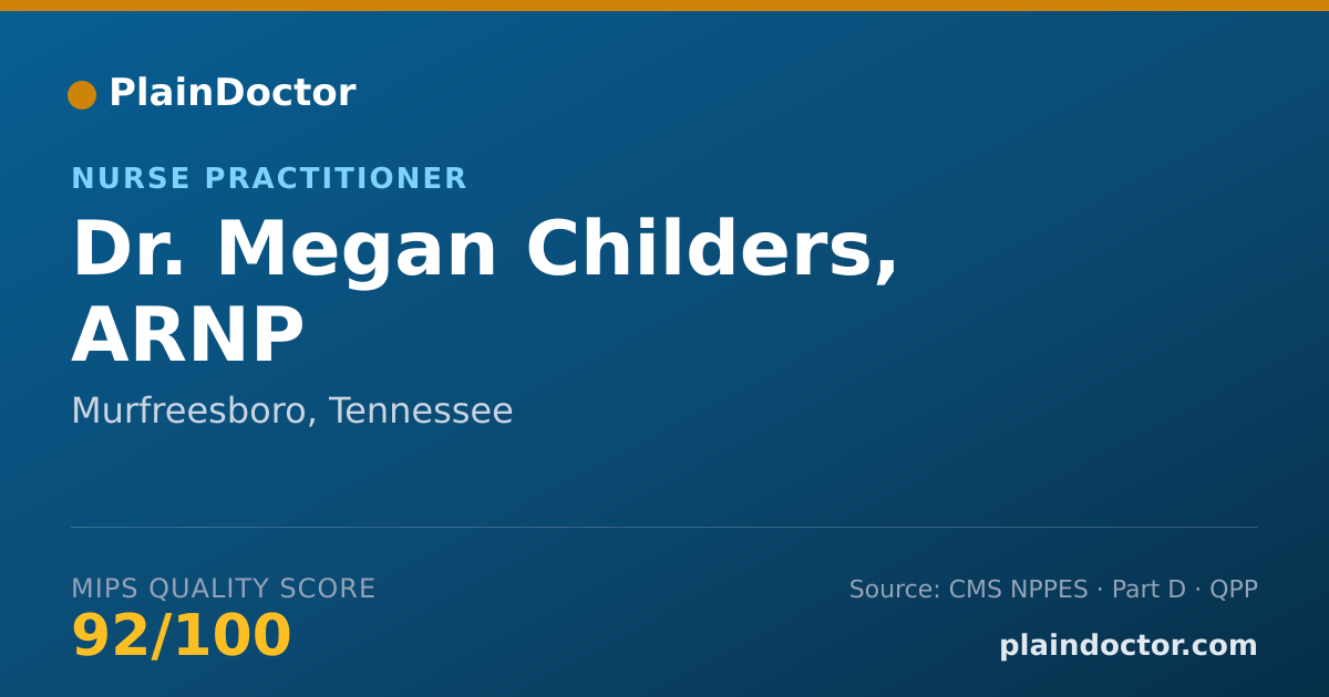 Shareable card for Megan Childers, ARNP - Nurse Practitioner, Murfreesboro, TN