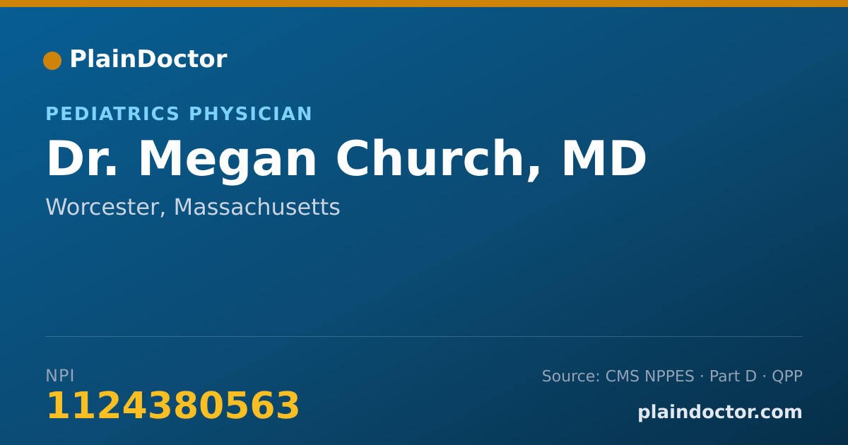 Shareable card for Megan Church, MD - Pediatrics Physician, Worcester, MA