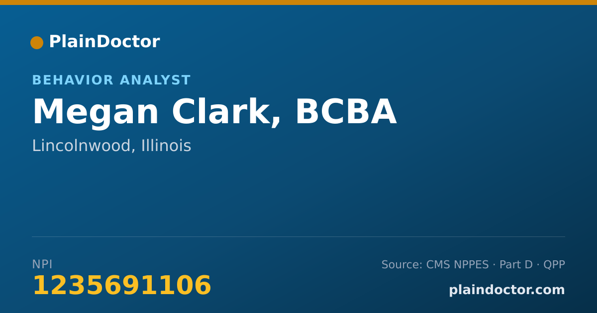 Shareable card for Megan Clark, BCBA - Behavior Analyst, Lincolnwood, IL
