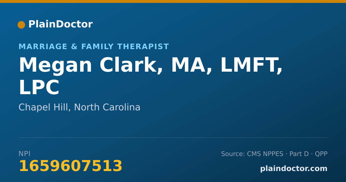 Shareable card for Megan Clark, MA, LMFT, LPC - Marriage & Family Therapist, Chapel Hill, NC