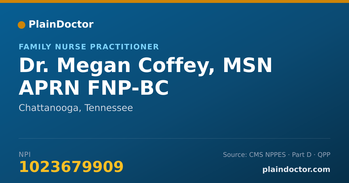 Shareable card for Megan Coffey, MSN APRN FNP-BC - Family Nurse Practitioner, Chattanooga, TN