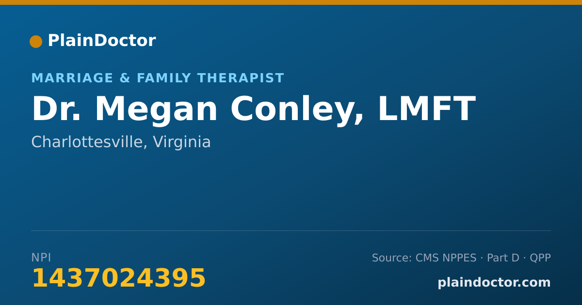 Shareable card for Megan Conley, LMFT - Marriage & Family Therapist, Charlottesville, VA