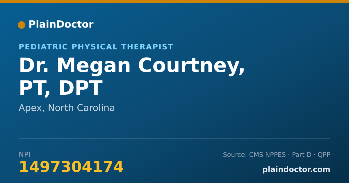 Shareable card for Megan Courtney, PT, DPT - Pediatric Physical Therapist, Apex, NC