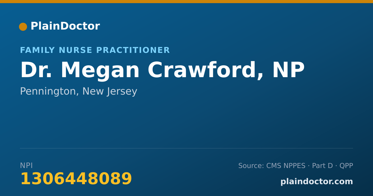 Shareable card for Megan Crawford, NP - Family Nurse Practitioner, Pennington, NJ