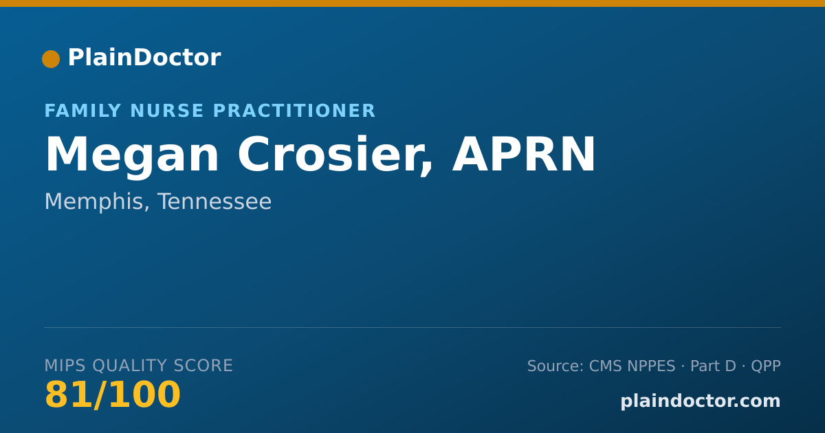 Shareable card for Megan Crosier, APRN - Family Nurse Practitioner, Memphis, TN
