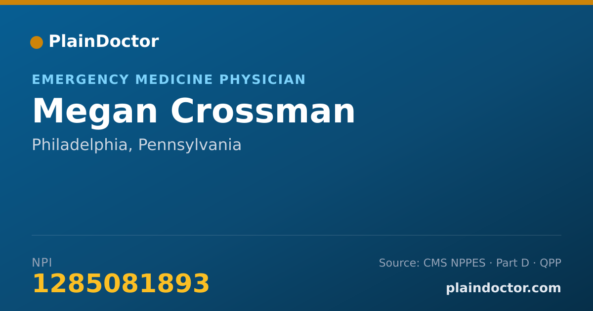 Shareable card for Megan Crossman - Emergency Medicine Physician, Philadelphia, PA