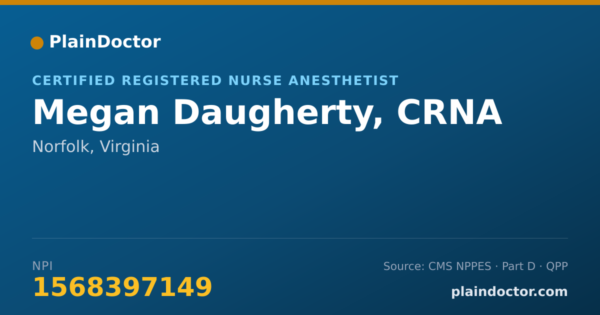 Shareable card for Megan Daugherty, CRNA - Certified Registered Nurse Anesthetist, Norfolk, VA