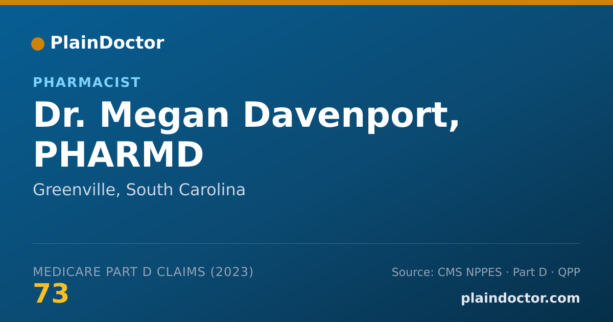 Shareable card for Megan Davenport, PHARMD - Pharmacist, Greenville, SC