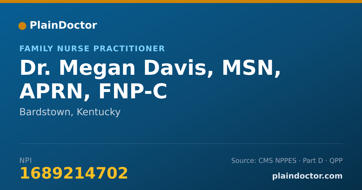 Shareable card for Megan Davis, MSN, APRN, FNP-C - Family Nurse Practitioner, Bardstown, KY