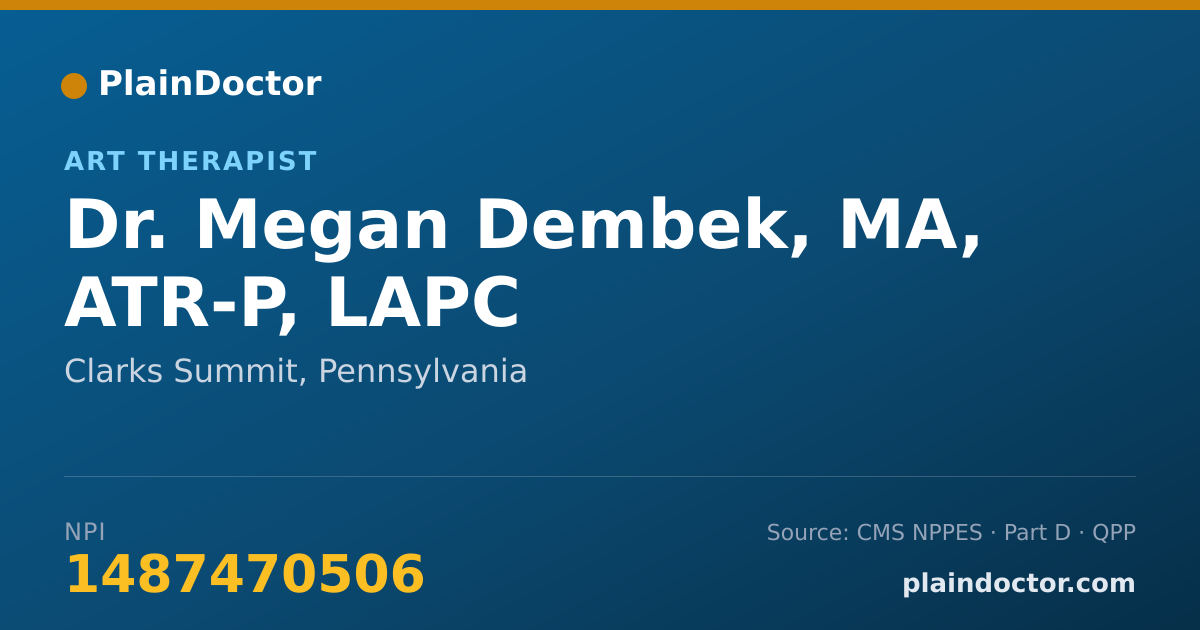 Shareable card for Megan Dembek, MA, ATR-P, LAPC - Art Therapist, Clarks Summit, PA
