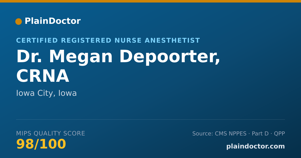 Shareable card for Megan Depoorter, CRNA - Certified Registered Nurse Anesthetist, Iowa City, IA