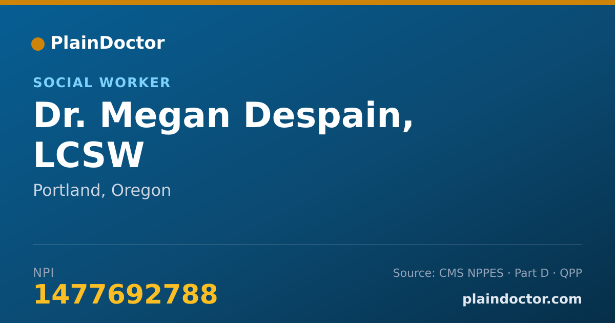 Shareable card for Megan Despain, LCSW - Social Worker, Portland, OR
