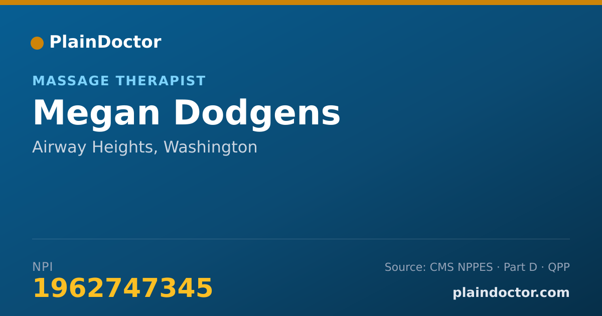 Shareable card for Megan Dodgens - Massage Therapist, Airway Heights, WA