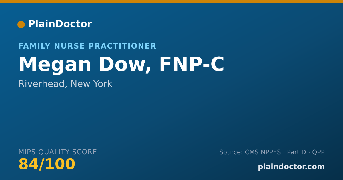 Shareable card for Megan Dow, FNP-C - Family Nurse Practitioner, Riverhead, NY