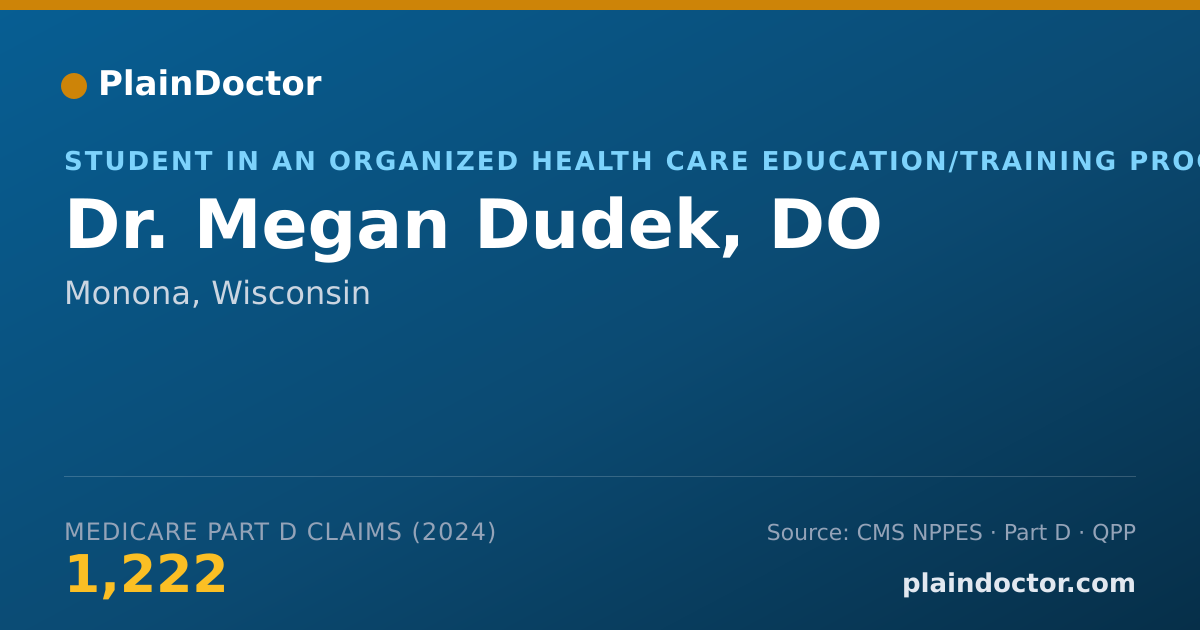 Shareable card for Megan Dudek, DO - Student in an Organized Health Care Education/Training Program, Monona, WI